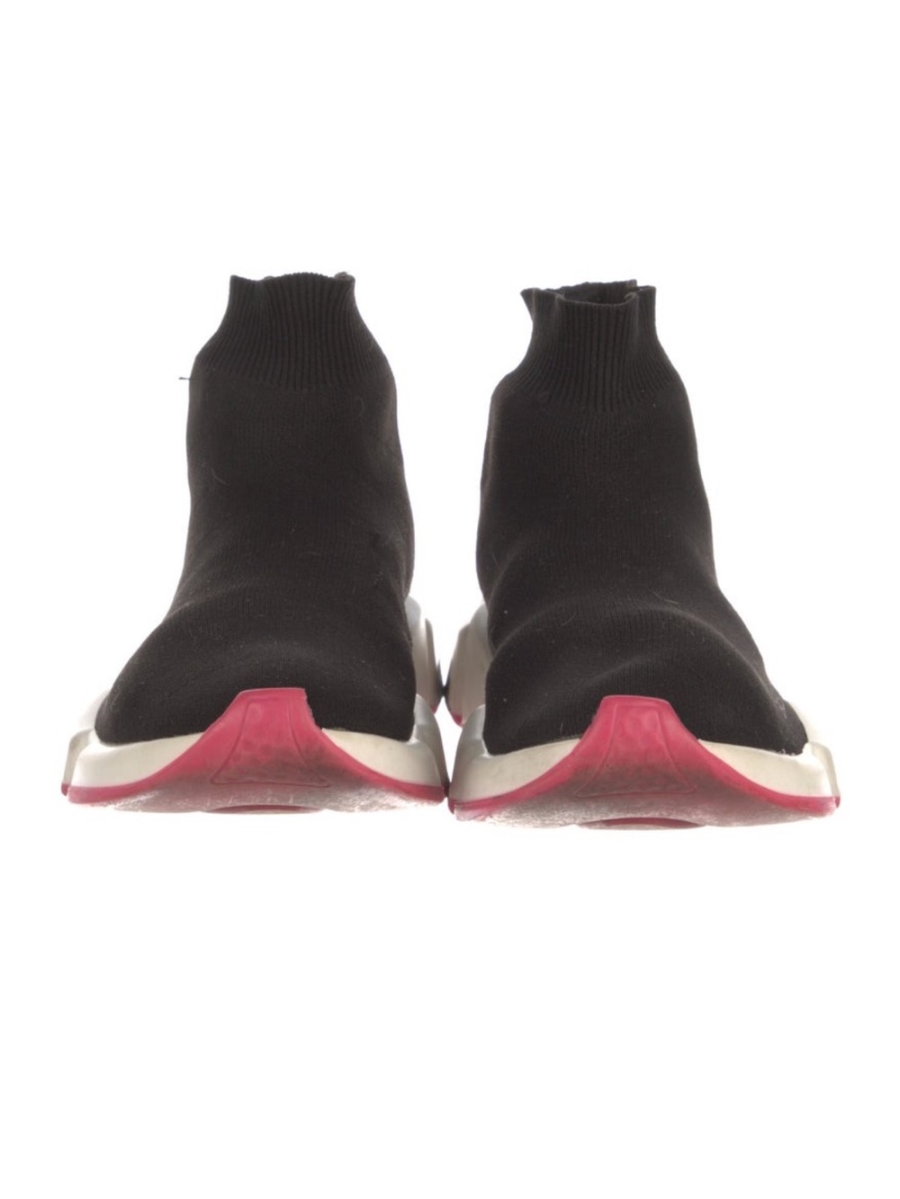 Balenciaga Black Knit Sock Sneakers with Pink Soles